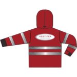 Parka coupe vent haute visibilité de couleur rouge