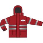 Parka rouge à bandes de visibilité sur-mesure